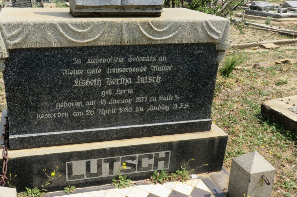 Lindley grave Bertha Lutsch